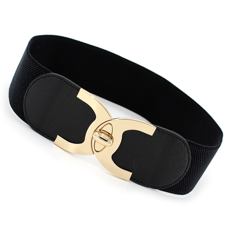 Women's Rotating Lock Elastic Waist Seal Wide Belts