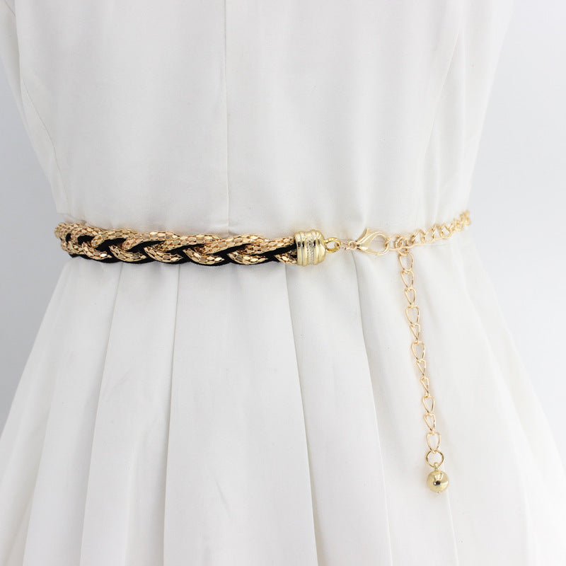 Women's Beaded Hook Waist Chain Korean Style Sweet Belts