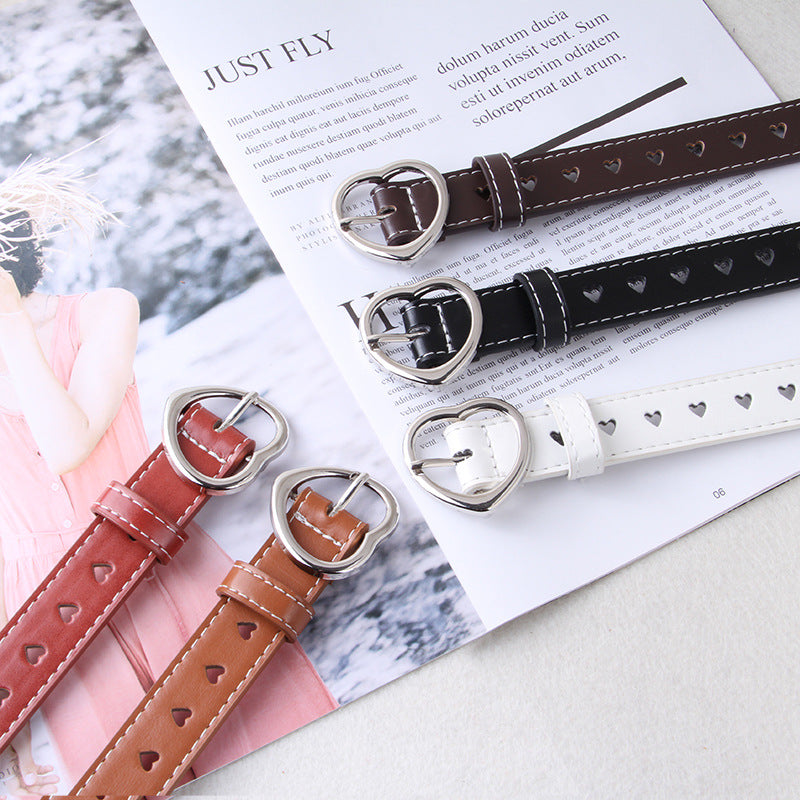 Women's Hollow Heart Buckle Simple Fashion Personality Belts