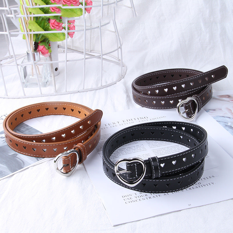 Women's Hollow Heart Buckle Simple Fashion Personality Belts