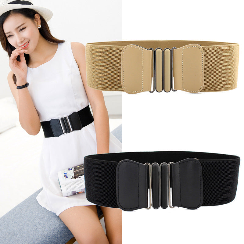 Women's Elastic Waistband Decorative Ladies Feel Patent Belts