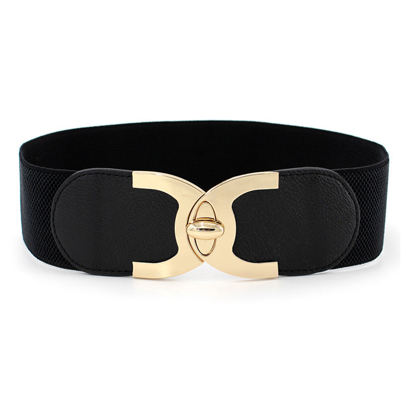 Women's Rotating Lock Elastic Waist Seal Wide Belts