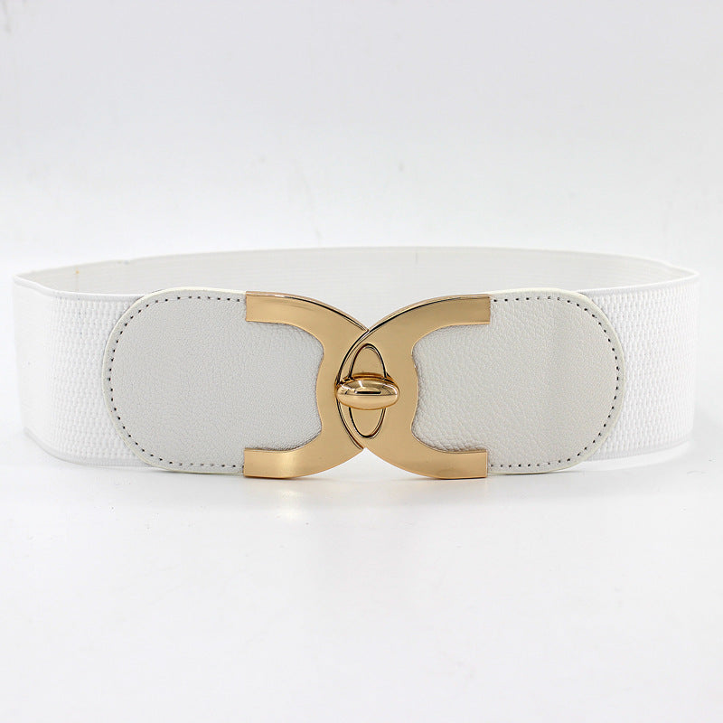 Women's Rotating Lock Elastic Waist Seal Wide Belts