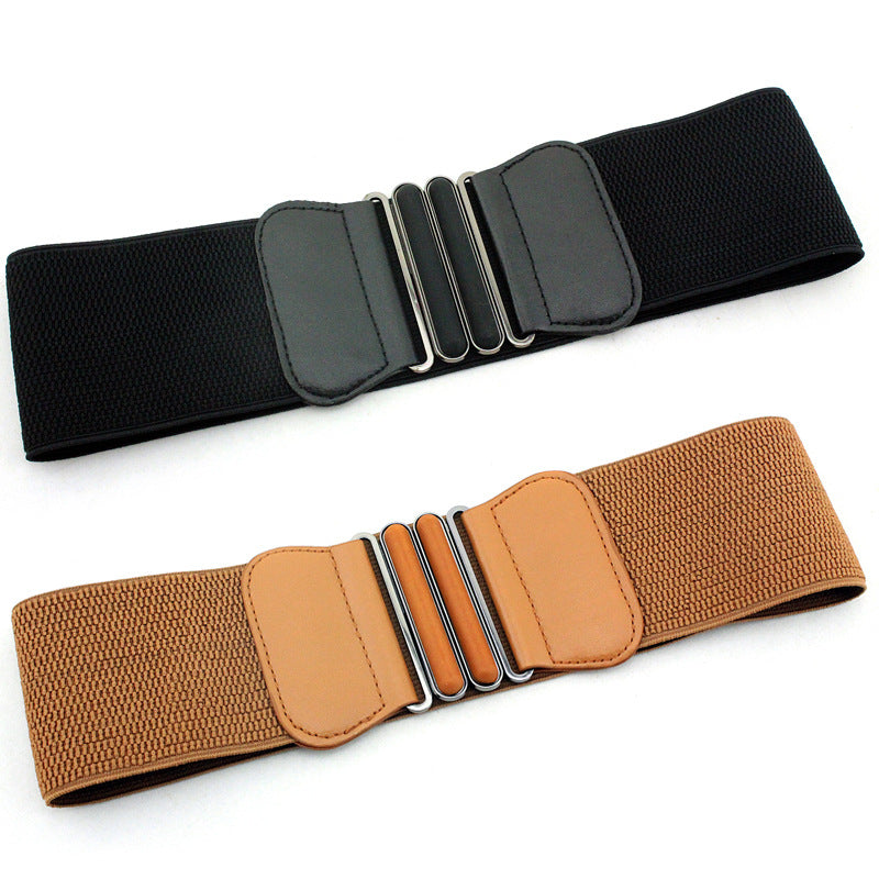 Women's Elastic Waistband Decorative Ladies Feel Patent Belts