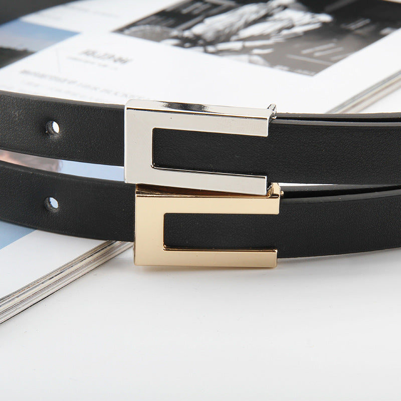 Snap Button Thin Korean Style Minimalist Belts