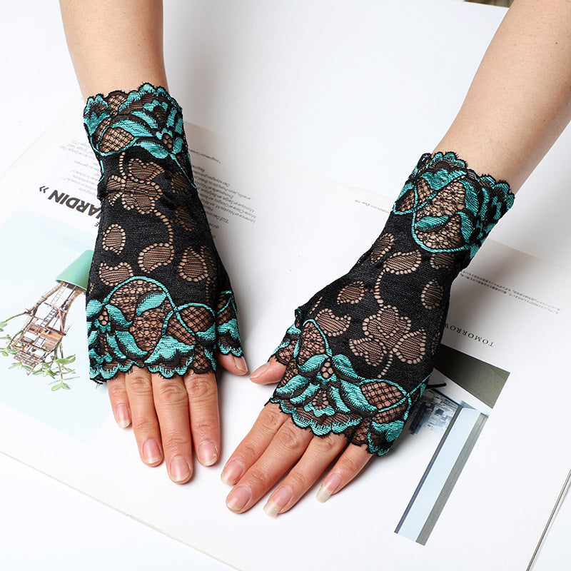 Women's Driving Biking Cycling Short Breathable Sexy Lace Gloves