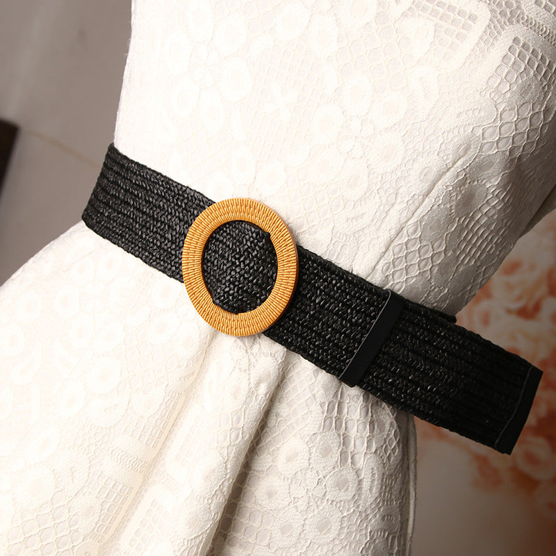 Women's Mori Cotton Linen Elastic Woven Dress Belts