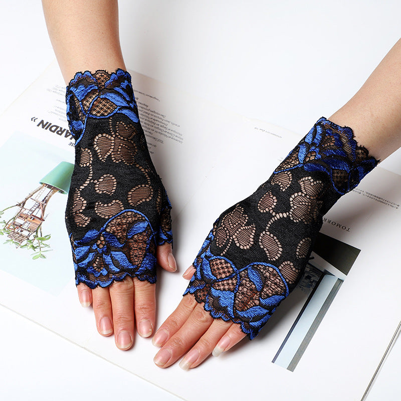 Women's Driving Biking Cycling Short Breathable Sexy Lace Gloves