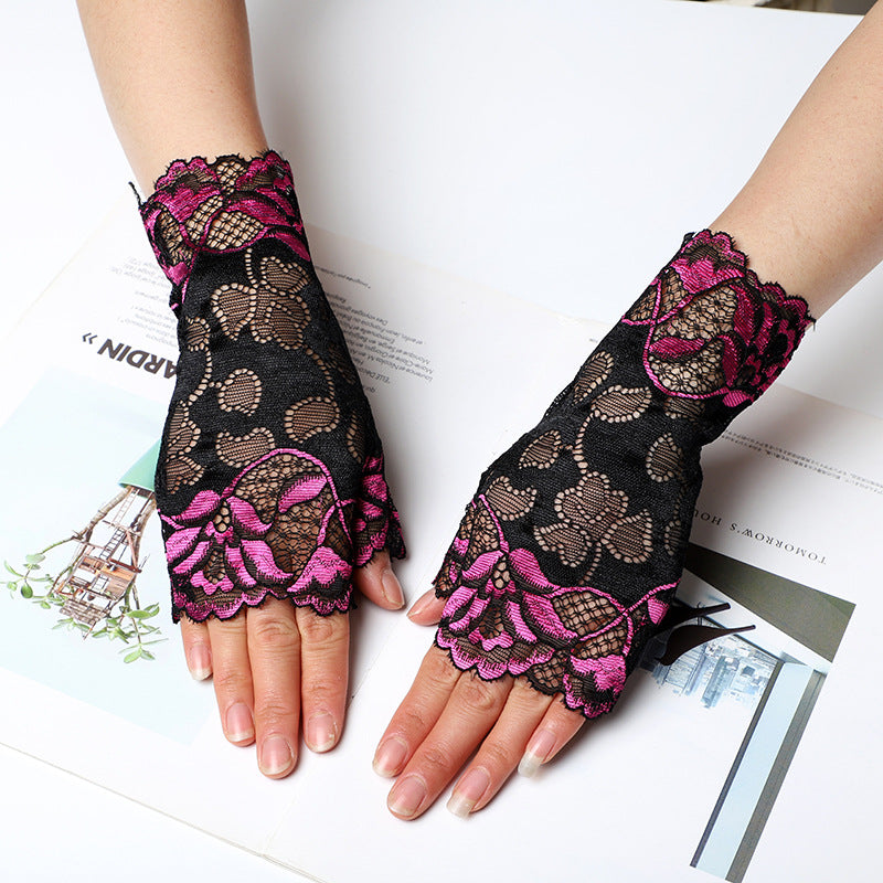 Women's Driving Biking Cycling Short Breathable Sexy Lace Gloves