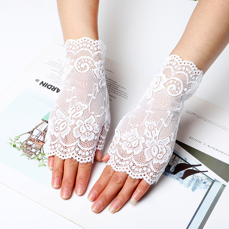 Women's Driving Biking Cycling Short Breathable Sexy Lace Gloves