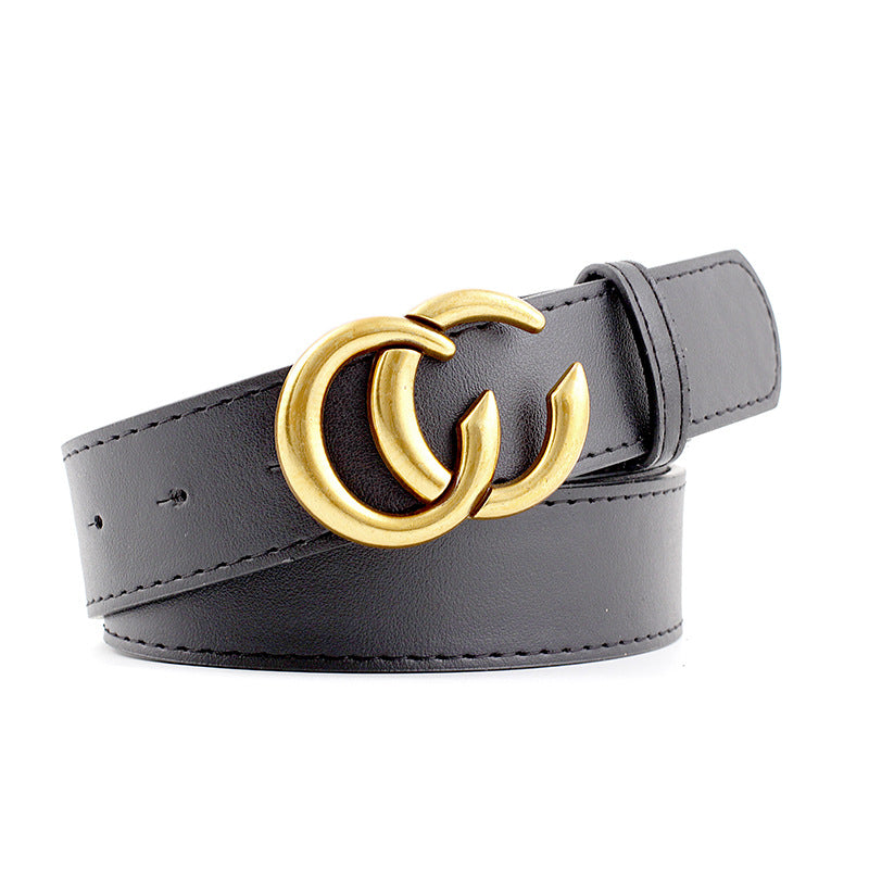 Women's & Men's Retro Double Black Fashion Decorative Casual Belts