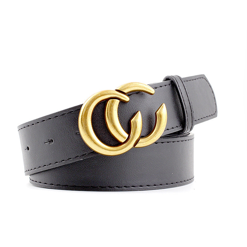 Women's & Men's Retro Double Black Fashion Decorative Casual Belts