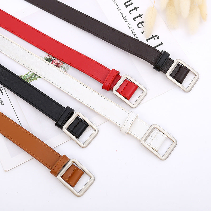 Women's Square Buckle Casual Retro Fashion Thin Belts