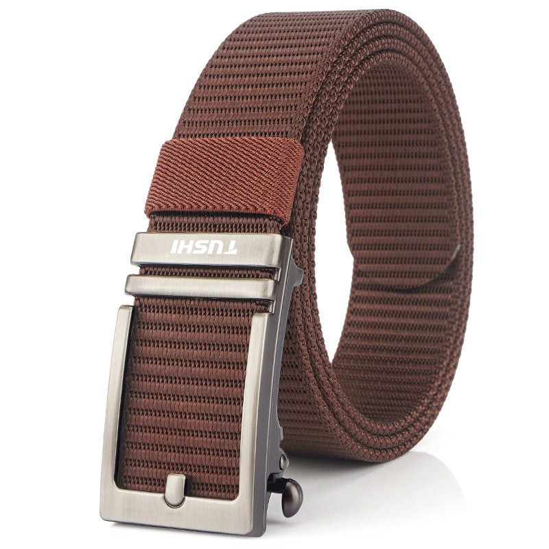 Men's Automatic Buckle Green Canvas Nylon Casual Versatile Belts