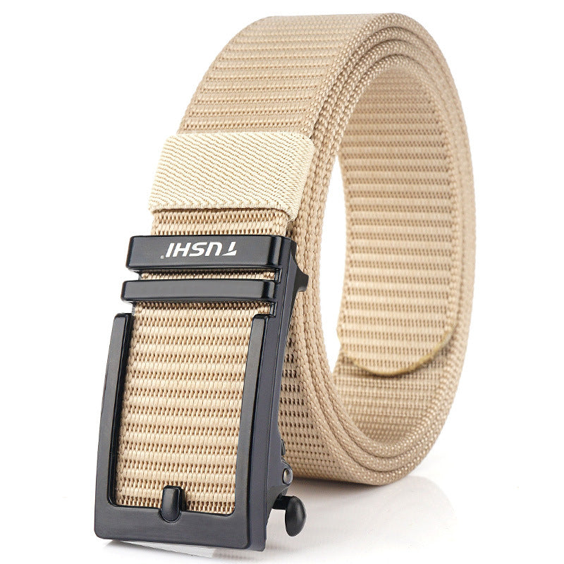 Men's Automatic Buckle Green Canvas Nylon Casual Versatile Belts