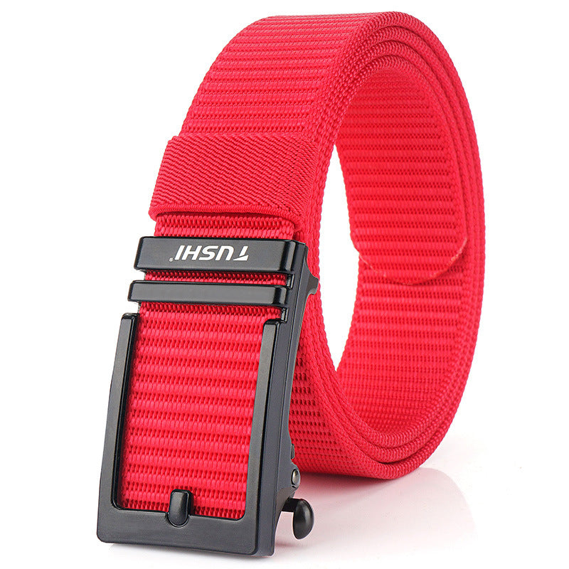 Men's Automatic Buckle Green Canvas Nylon Casual Versatile Belts