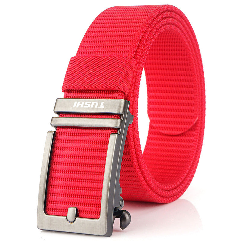 Men's Automatic Buckle Green Canvas Nylon Casual Versatile Belts