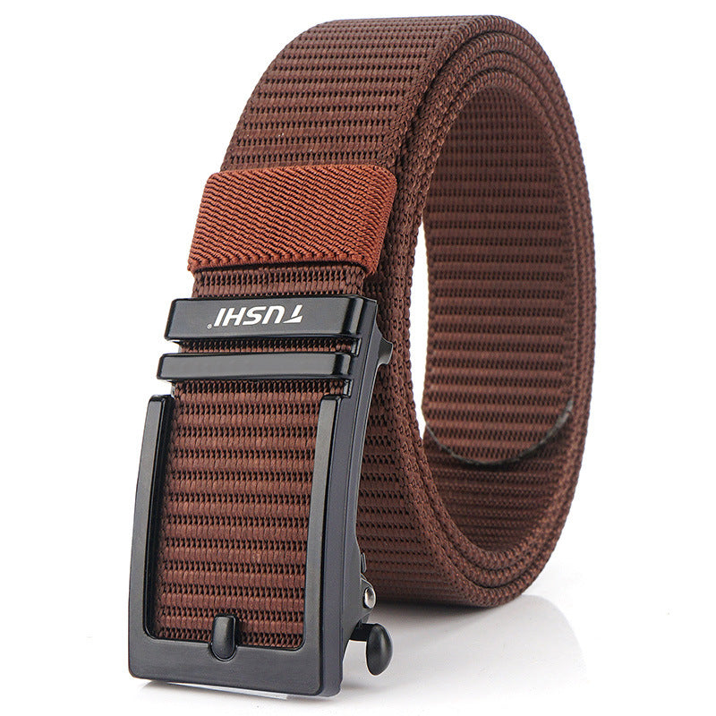 Men's Automatic Buckle Green Canvas Nylon Casual Versatile Belts