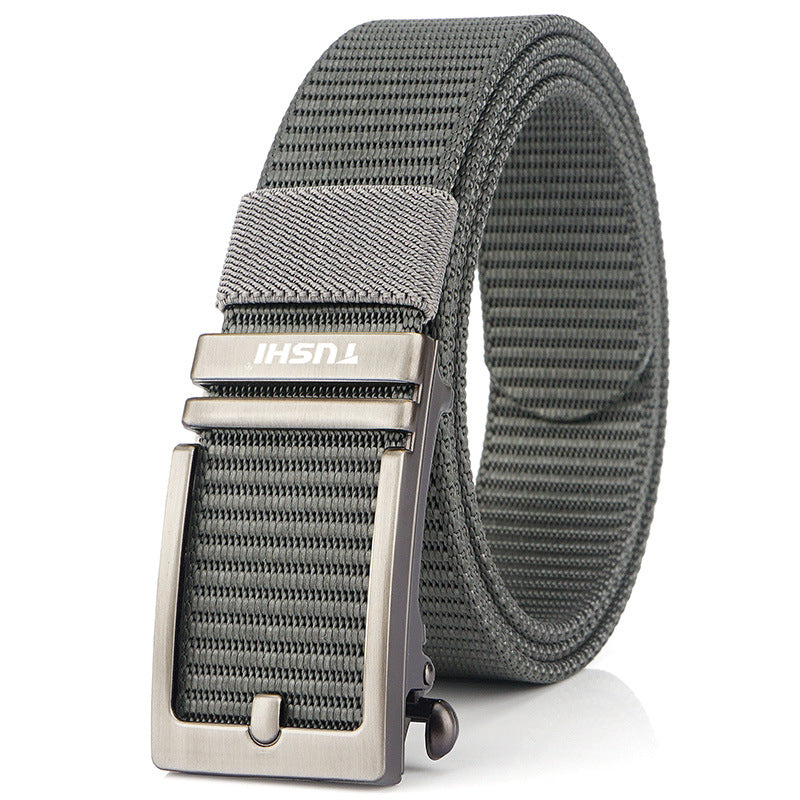 Men's Automatic Buckle Green Canvas Nylon Casual Versatile Belts