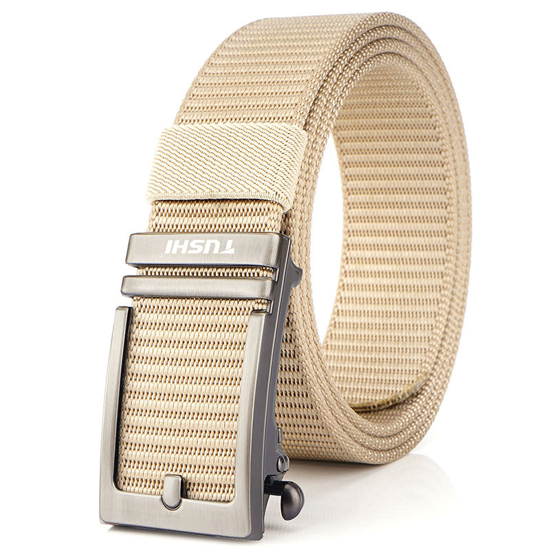 Men's Automatic Buckle Green Canvas Nylon Casual Versatile Belts