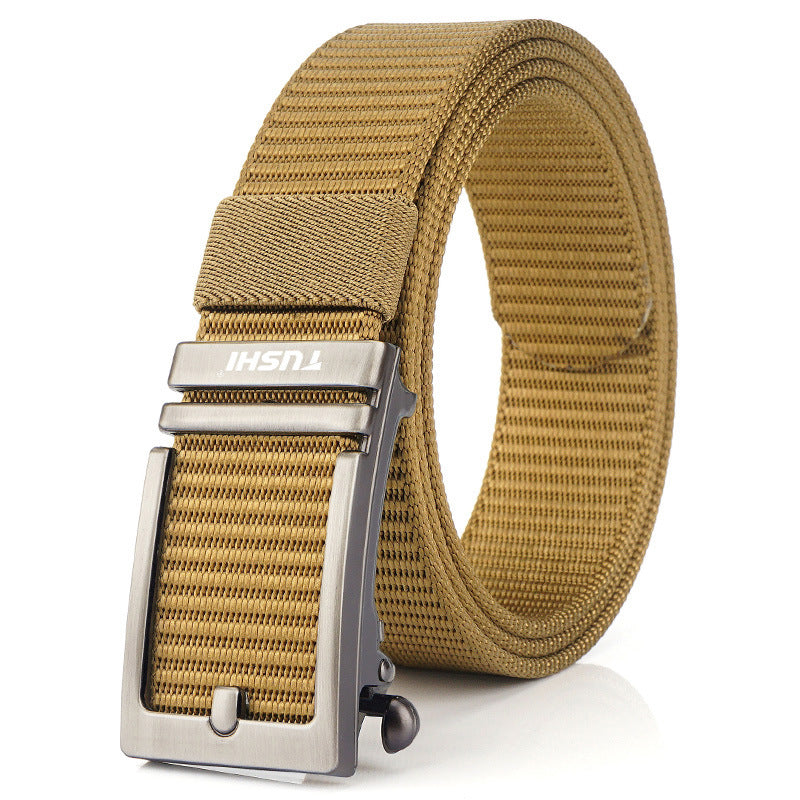 Men's Automatic Buckle Green Canvas Nylon Casual Versatile Belts