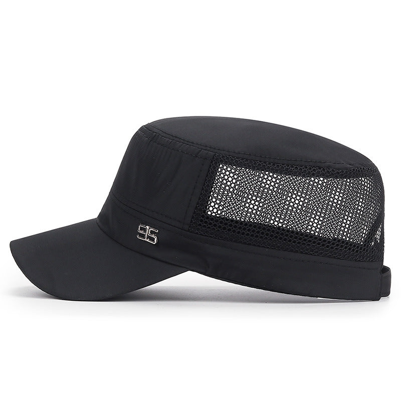 Women's & Men's Breathable Mesh Casual Metal Label Flat-top Hats & Caps