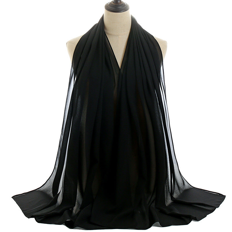 Women's Monochrome Pearl Chiffon Bubble Solid Color Scarfs