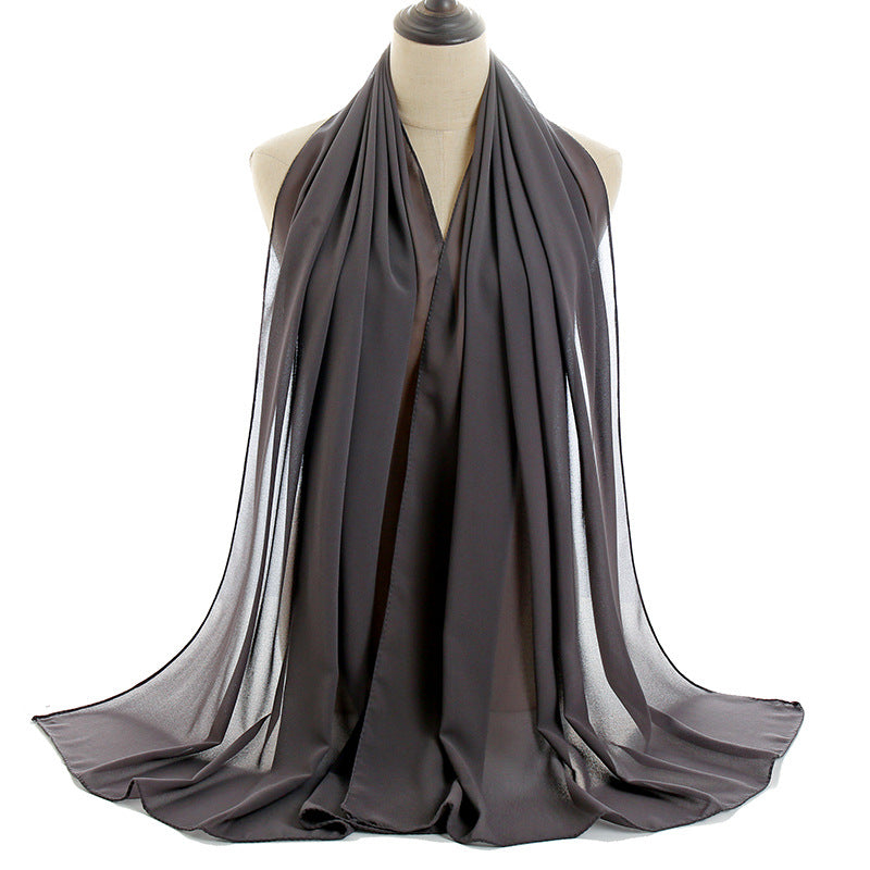 Women's Monochrome Pearl Chiffon Bubble Solid Color Scarfs