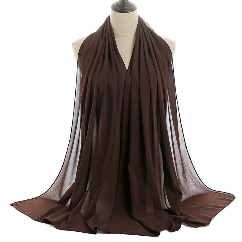 Women's Monochrome Pearl Chiffon Bubble Solid Color Scarfs