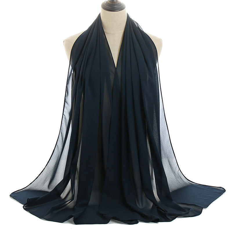 Women's Monochrome Pearl Chiffon Bubble Solid Color Scarfs