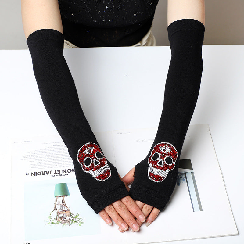 Wool Fingerless Ghost Head Half Finger Gloves