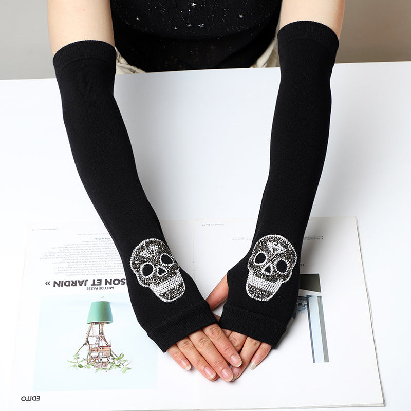 Wool Fingerless Ghost Head Half Finger Gloves