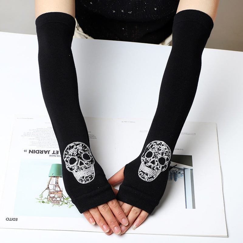 Wool Fingerless Ghost Head Half Finger Gloves