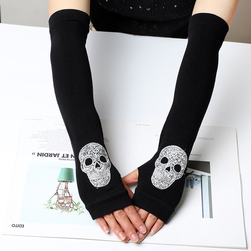 Wool Fingerless Ghost Head Half Finger Gloves