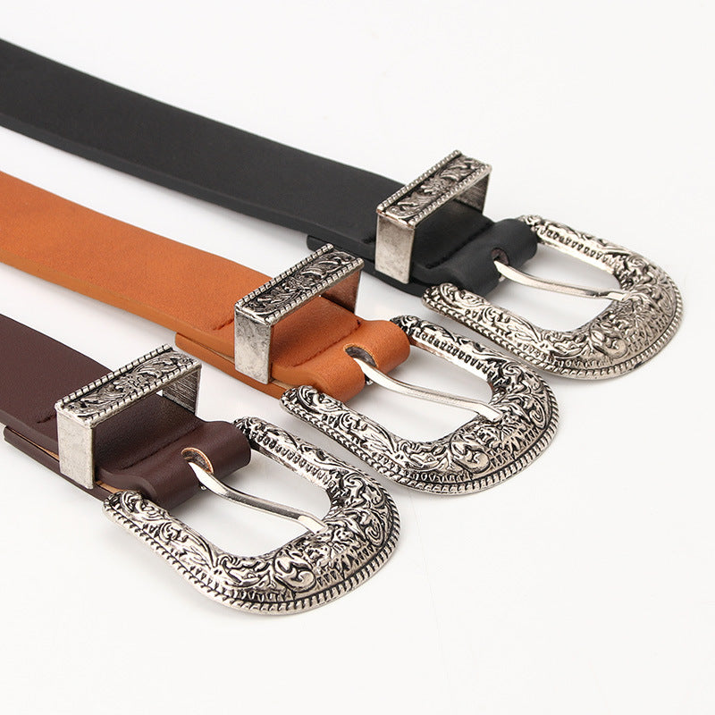 Women's Retro Pin Buckle Cool Fashion Decorative Korean Belts