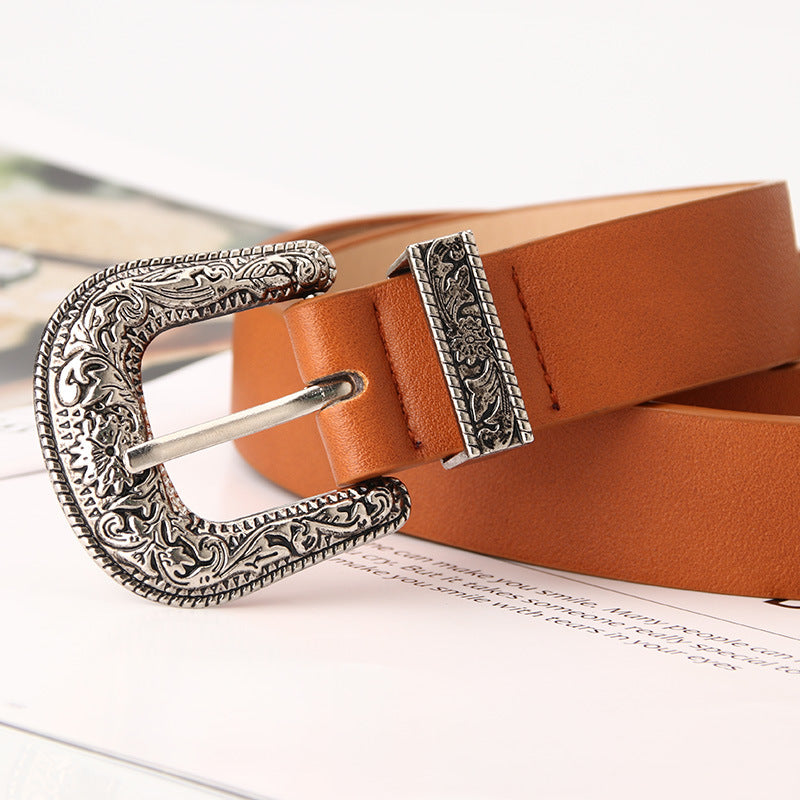 Women's Retro Pin Buckle Cool Fashion Decorative Korean Belts