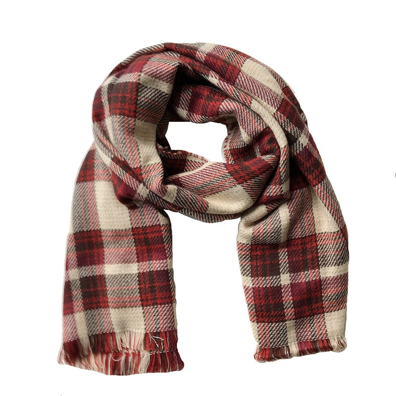 Women's Retro Plaid Korean Style Versatile Double-sided Scarfs