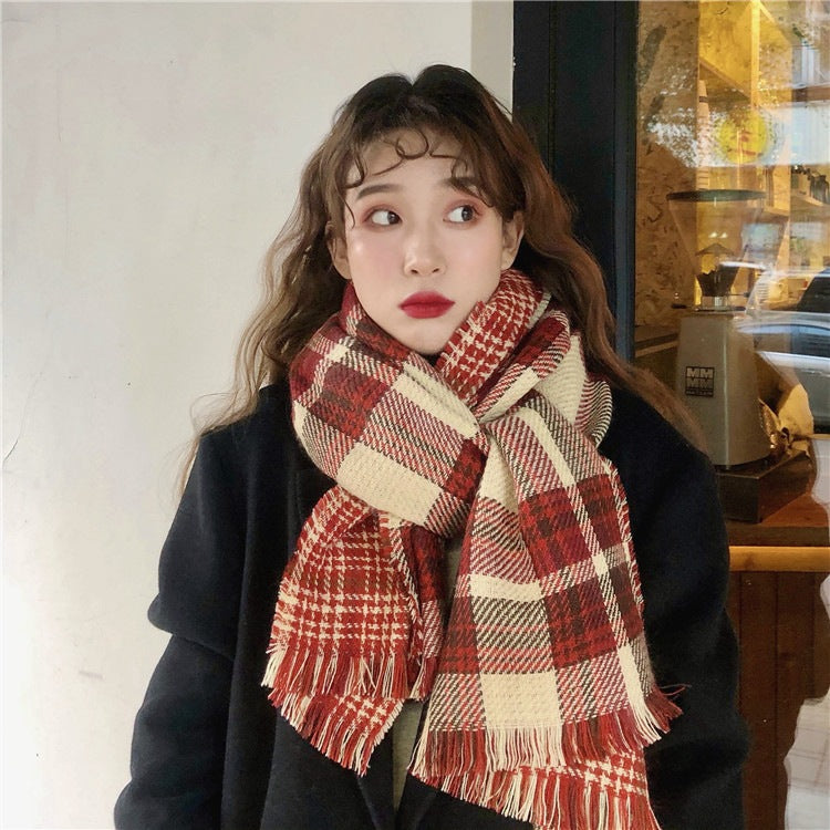 Women's Retro Plaid Korean Style Versatile Double-sided Scarfs