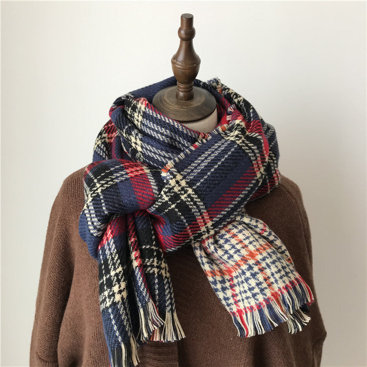 Women's Retro Plaid Korean Style Versatile Double-sided Scarfs