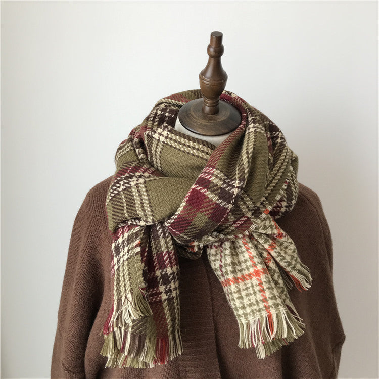 Women's Retro Plaid Korean Style Versatile Double-sided Scarfs