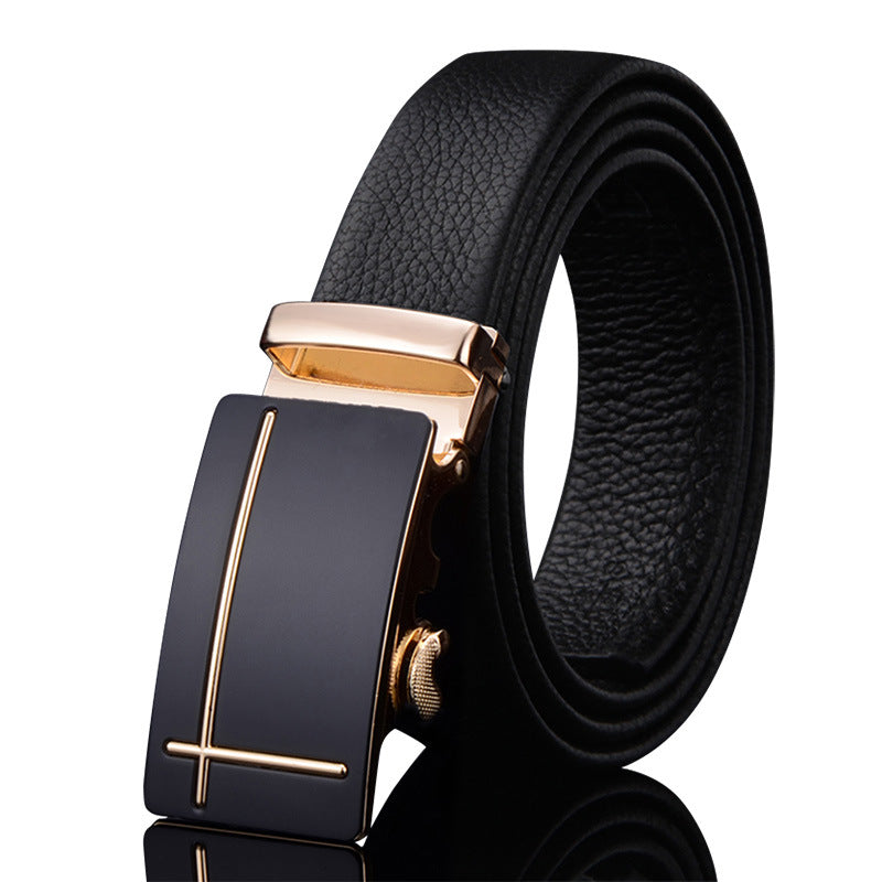 Men's Leather Genuine Automatic Buckle Casual Cowhide Belts