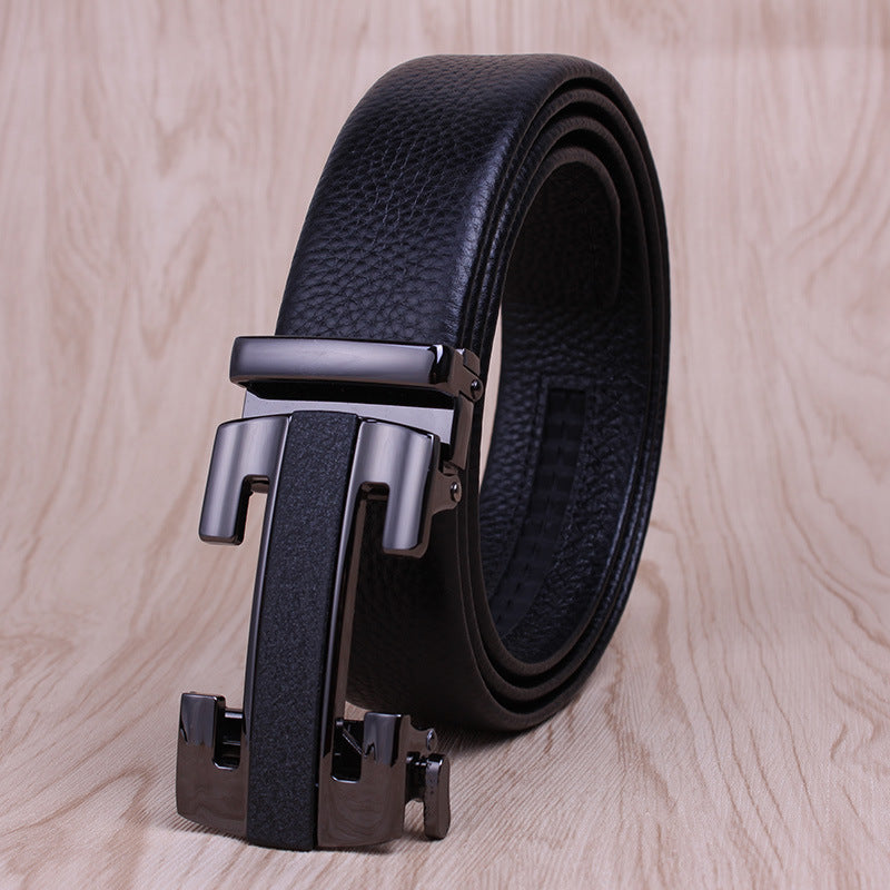 Men's Leather Genuine Automatic Buckle Casual Cowhide Belts