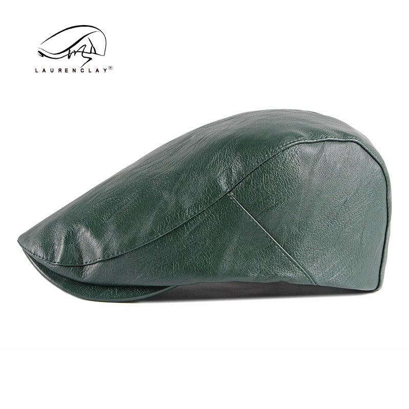 Women's & Men's British Retro Simple Light Board Peaked Leather Forward Hats & Caps