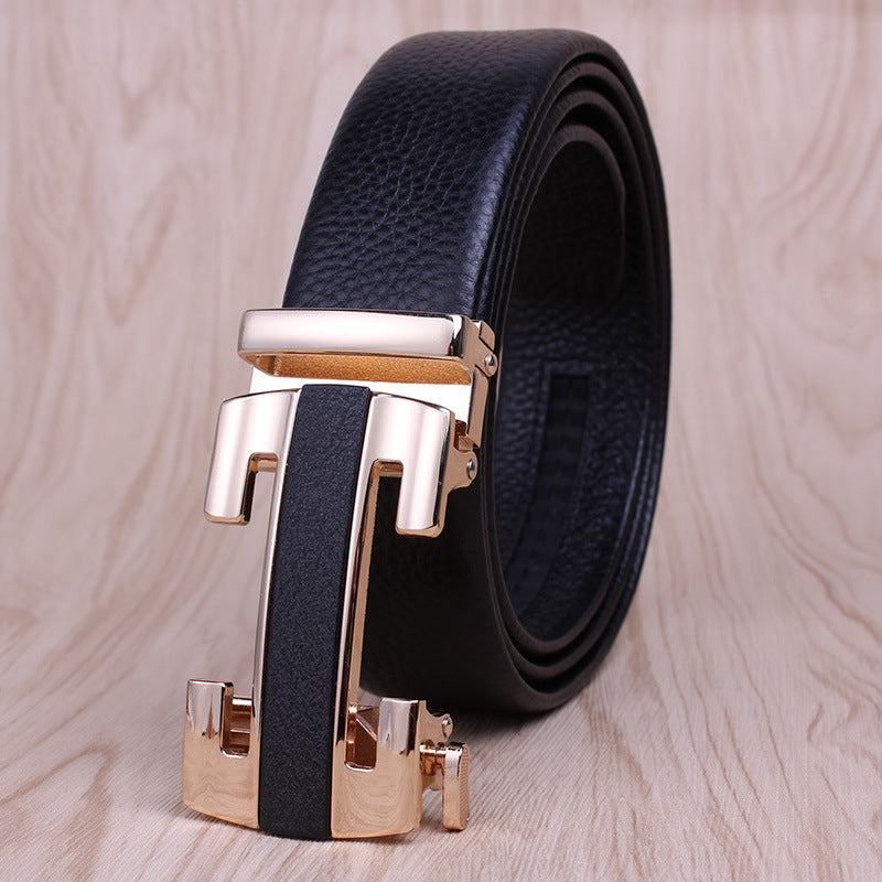 Men's Leather Genuine Automatic Buckle Casual Cowhide Belts