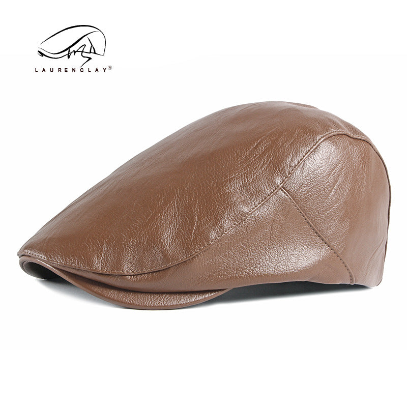 Women's & Men's British Retro Simple Light Board Peaked Leather Forward Hats & Caps