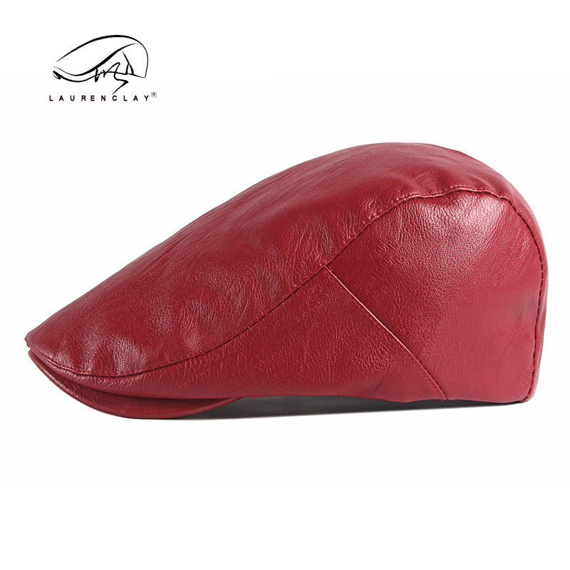 Women's & Men's British Retro Simple Light Board Peaked Leather Forward Hats & Caps