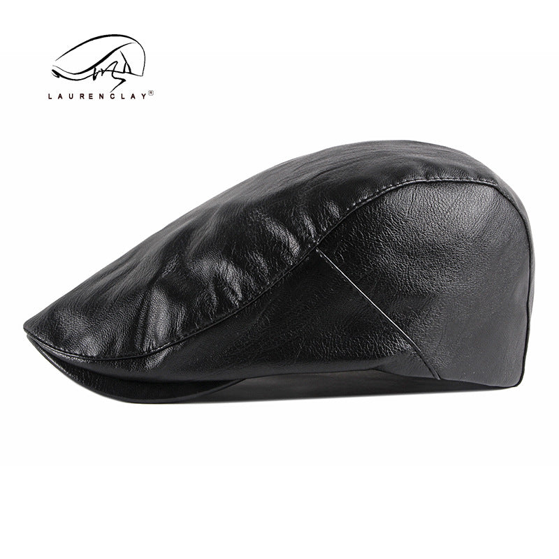 Women's & Men's British Retro Simple Light Board Peaked Leather Forward Hats & Caps