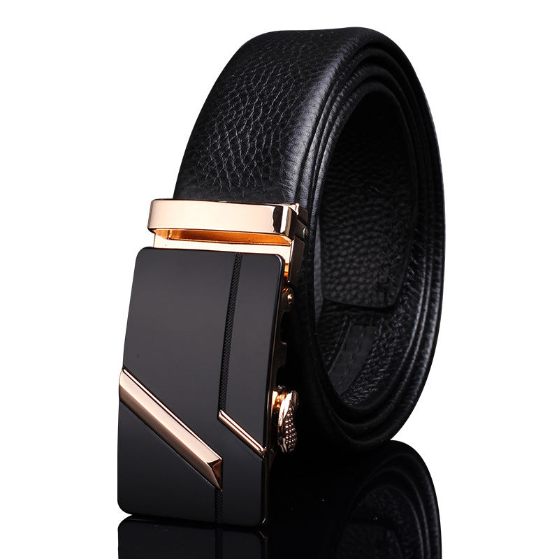 Men's Leather Genuine Automatic Buckle Casual Cowhide Belts