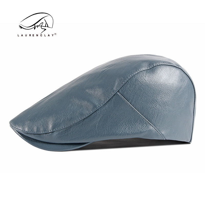 Women's & Men's British Retro Simple Light Board Peaked Leather Forward Hats & Caps