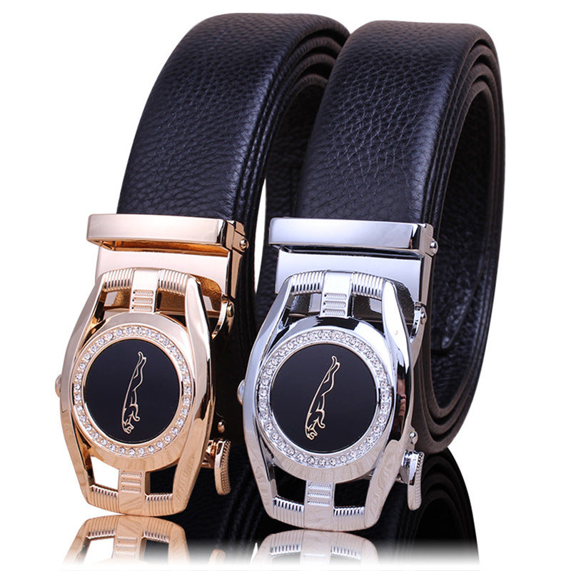 Men's Leather Genuine Automatic Buckle Casual Cowhide Belts